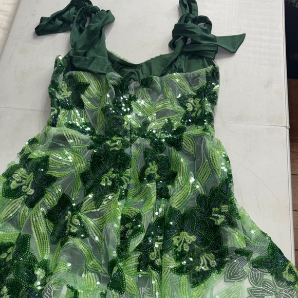 36 Green Floral Sequin Dress